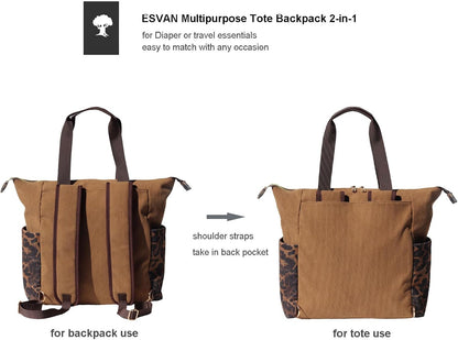 Diaper Tote Bag Totepack Backpack 2 in 1 for Women Multifunctional Large Capacity with Insulated Pockets Travel