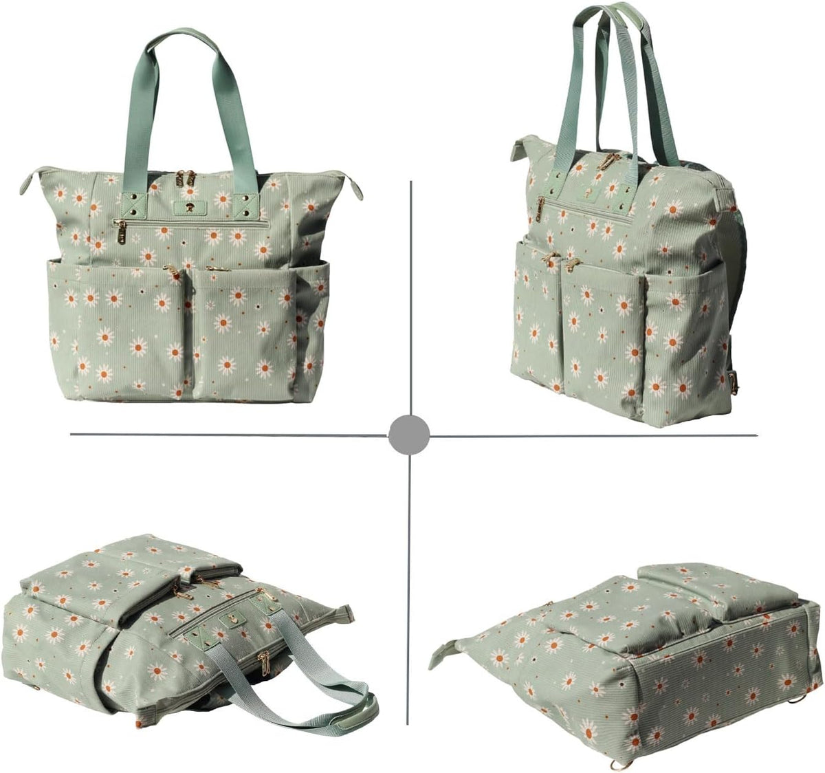 Diaper Tote Bag Totepack Backpack 2 in 1 for Women Multifunctional Large Capacity with Insulated Pockets Travel