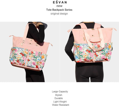 Diaper Tote Bag Totepack Backpack 2 in 1 for Women Multifunctional Large Capacity with Insulated Pockets Travel