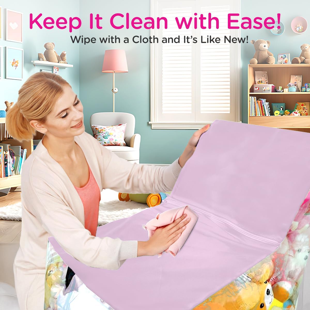 Clear Stuffed Animal Storage Chair for Kids – Plush Toy Organizer Seat, Transparent Stuffed Animal Storage for Bedroom & Playroom, Holds Plush Toys - Pink