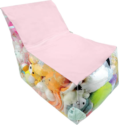 Clear Stuffed Animal Storage Chair for Kids – Plush Toy Organizer Seat, Transparent Stuffed Animal Storage for Bedroom & Playroom, Holds Plush Toys - Pink