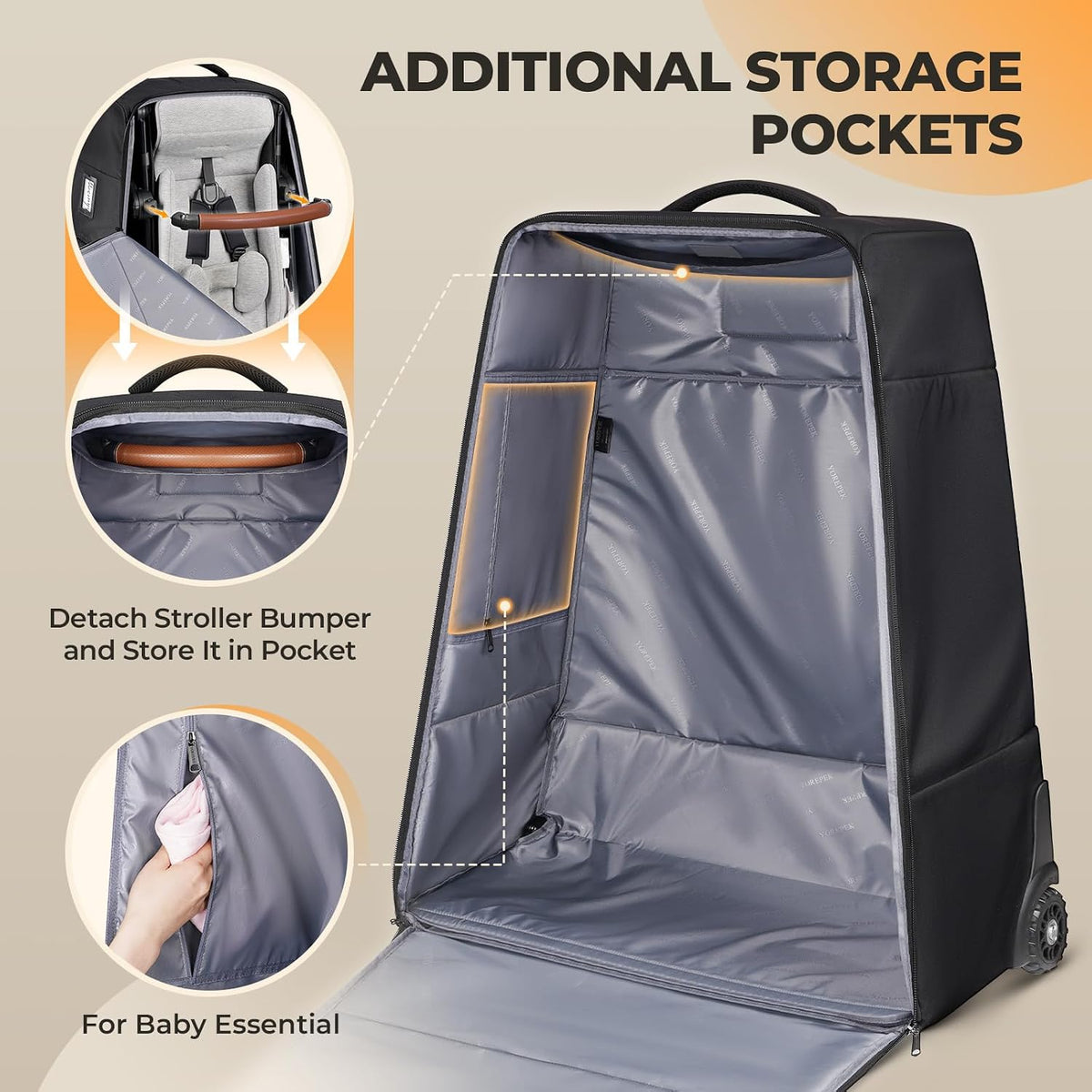 No Wheel Removal Needed Stroller Bag for Airplane Travel
