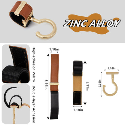 2 Pack Stroller Hooks,Strong Synthetic Leather Hook-and-Loop Fastener&High-Quality Metal Hooks,Universal Bag Clip|360° Rotation, 66lb Capacity,Non-Slip-Fits Wheelchair(Pink-Rose Gold)