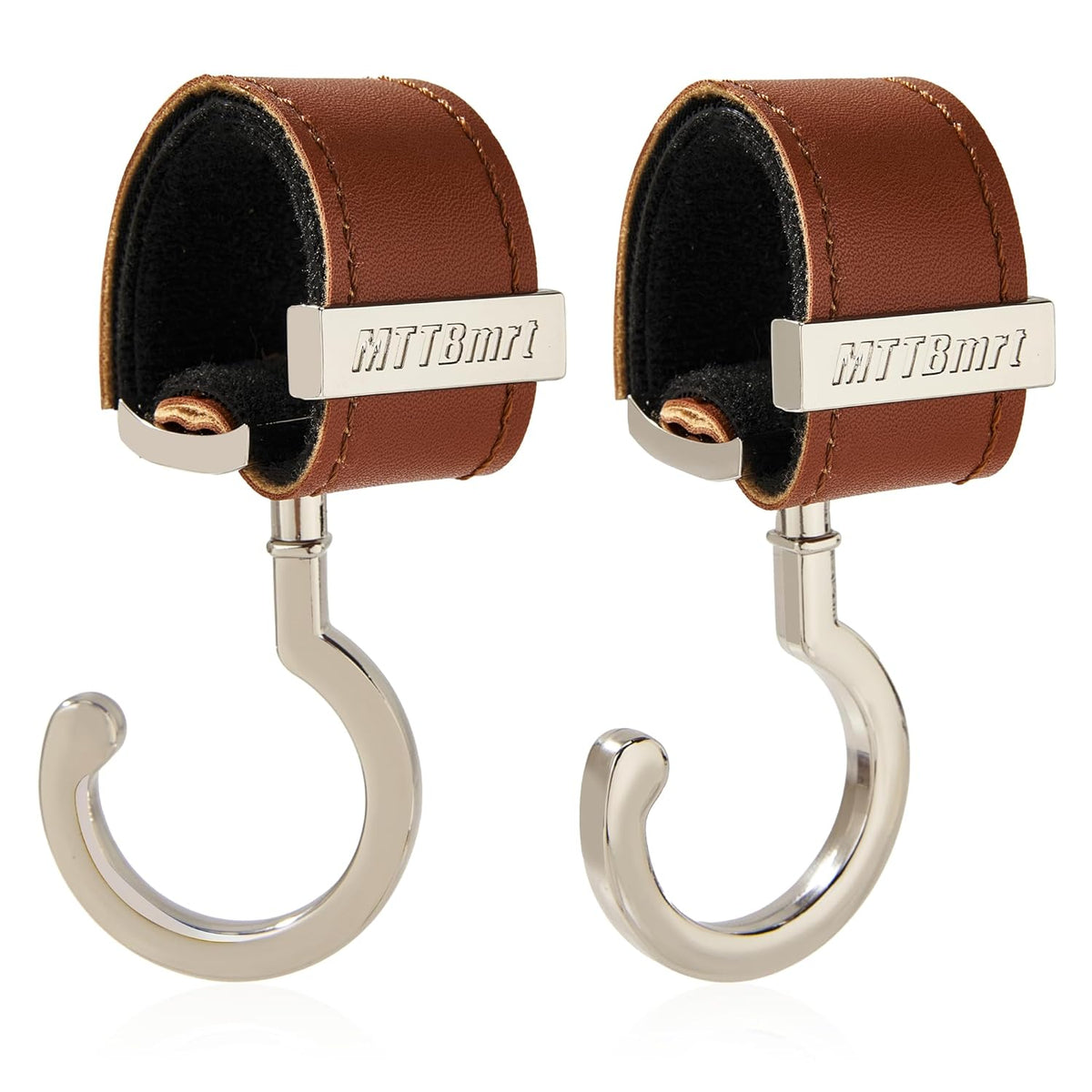 2 Pack Stroller Hooks,Strong Synthetic Leather Hook-and-Loop Fastener&High-Quality Metal Hooks,Universal Bag Clip|360° Rotation, 66lb Capacity,Non-Slip-Fits Wheelchair(Pink-Rose Gold)