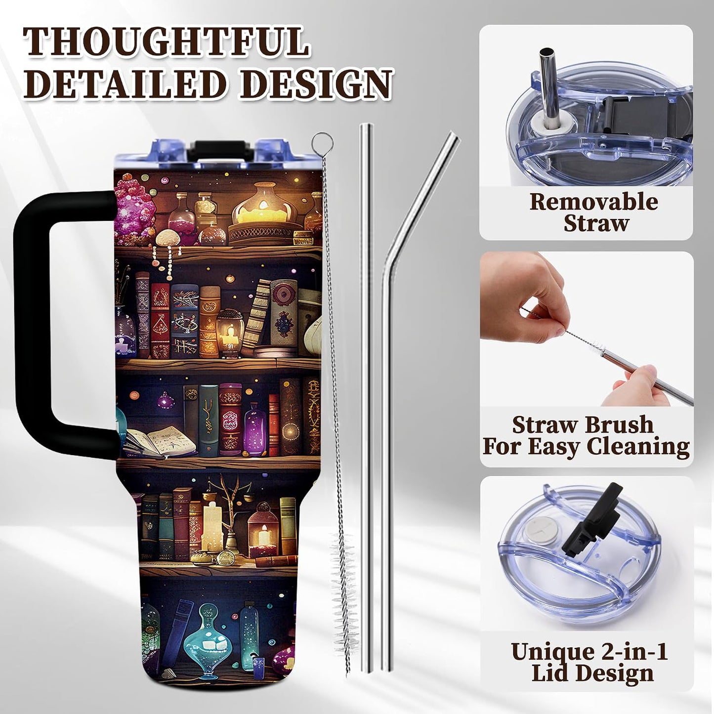 40oz Bows Tumbler Gifts for Women, Bows Water Bottle with Handle & Straw