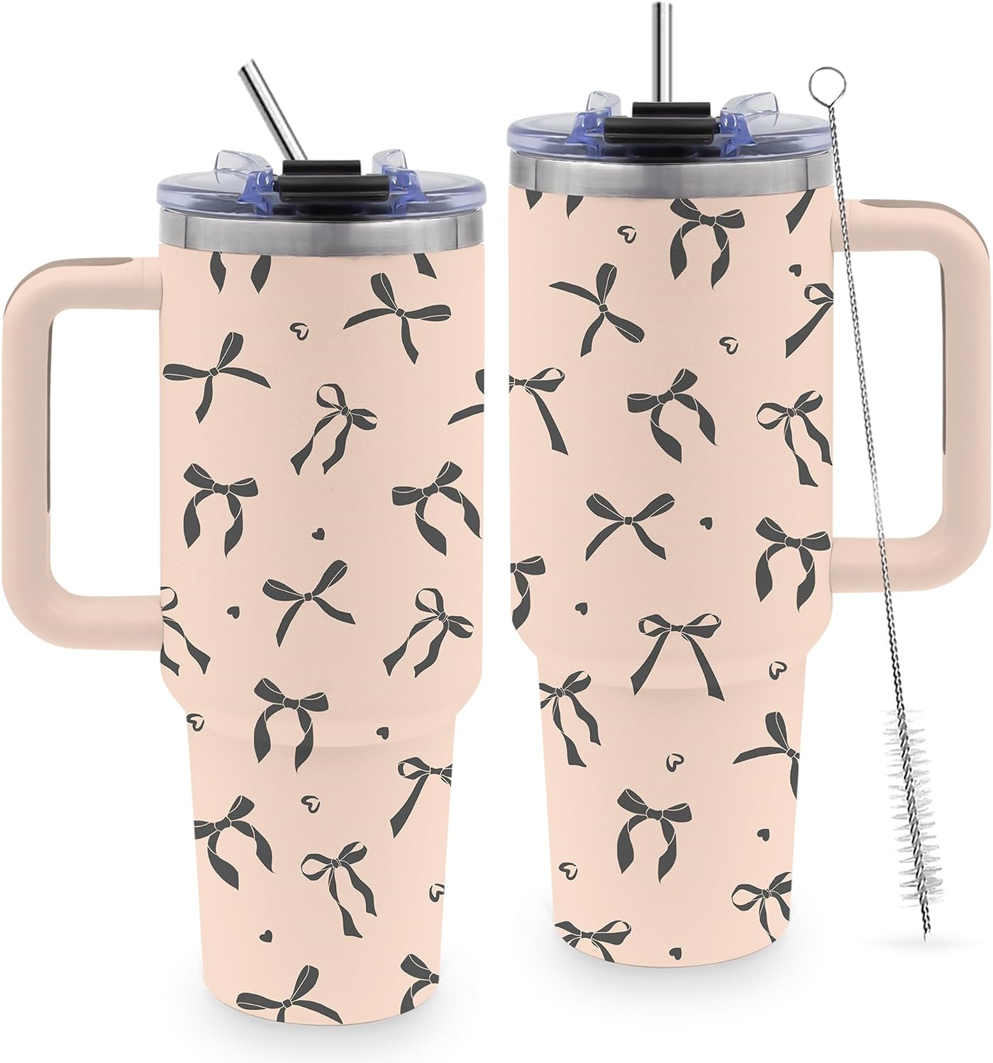 40oz Bows Tumbler Gifts for Women, Bows Water Bottle with Handle & Straw