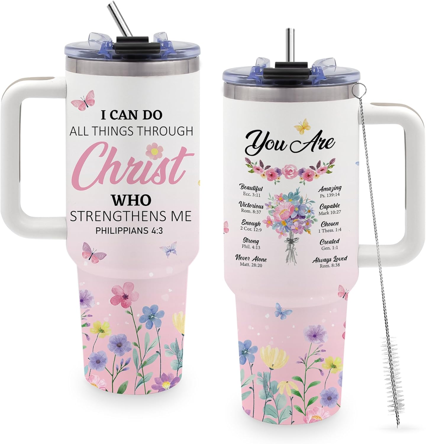 40oz Bows Tumbler Gifts for Women, Bows Water Bottle with Handle & Straw