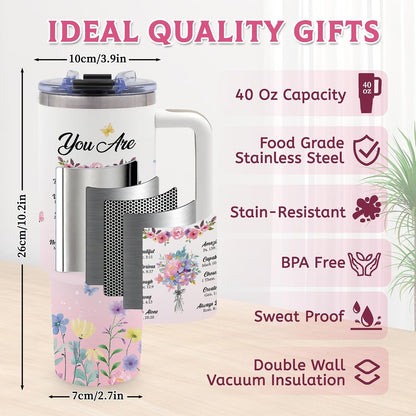 40oz Bows Tumbler Gifts for Women, Bows Water Bottle with Handle & Straw
