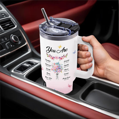 40oz Bows Tumbler Gifts for Women, Bows Water Bottle with Handle & Straw