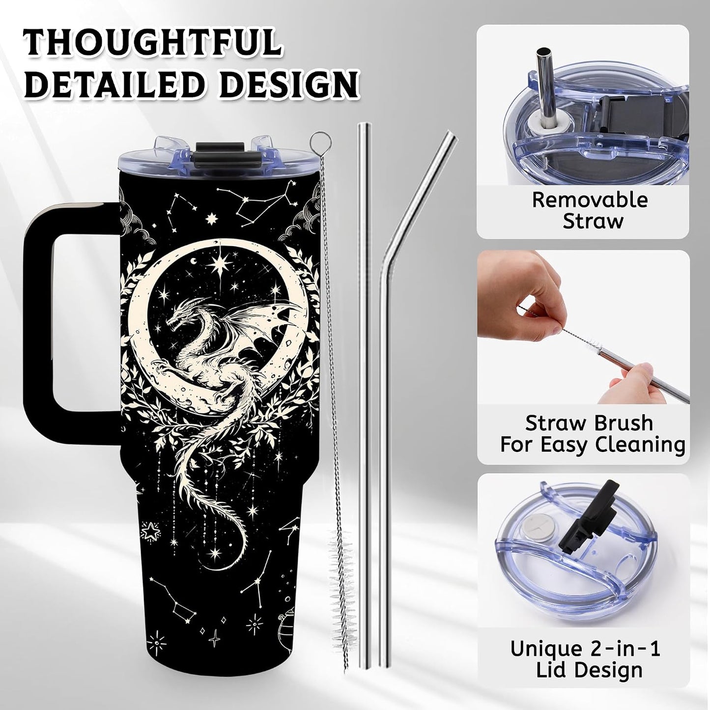 40oz Bows Tumbler Gifts for Women, Bows Water Bottle with Handle & Straw