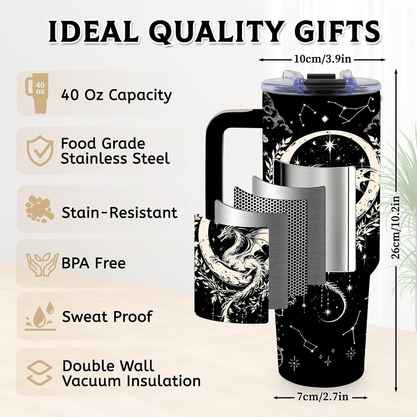 40oz Bows Tumbler Gifts for Women, Bows Water Bottle with Handle & Straw