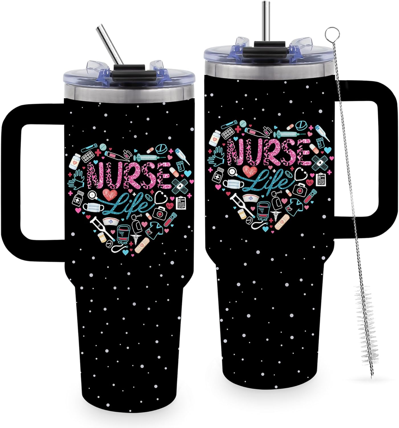 40oz Bows Tumbler Gifts for Women, Bows Water Bottle with Handle & Straw