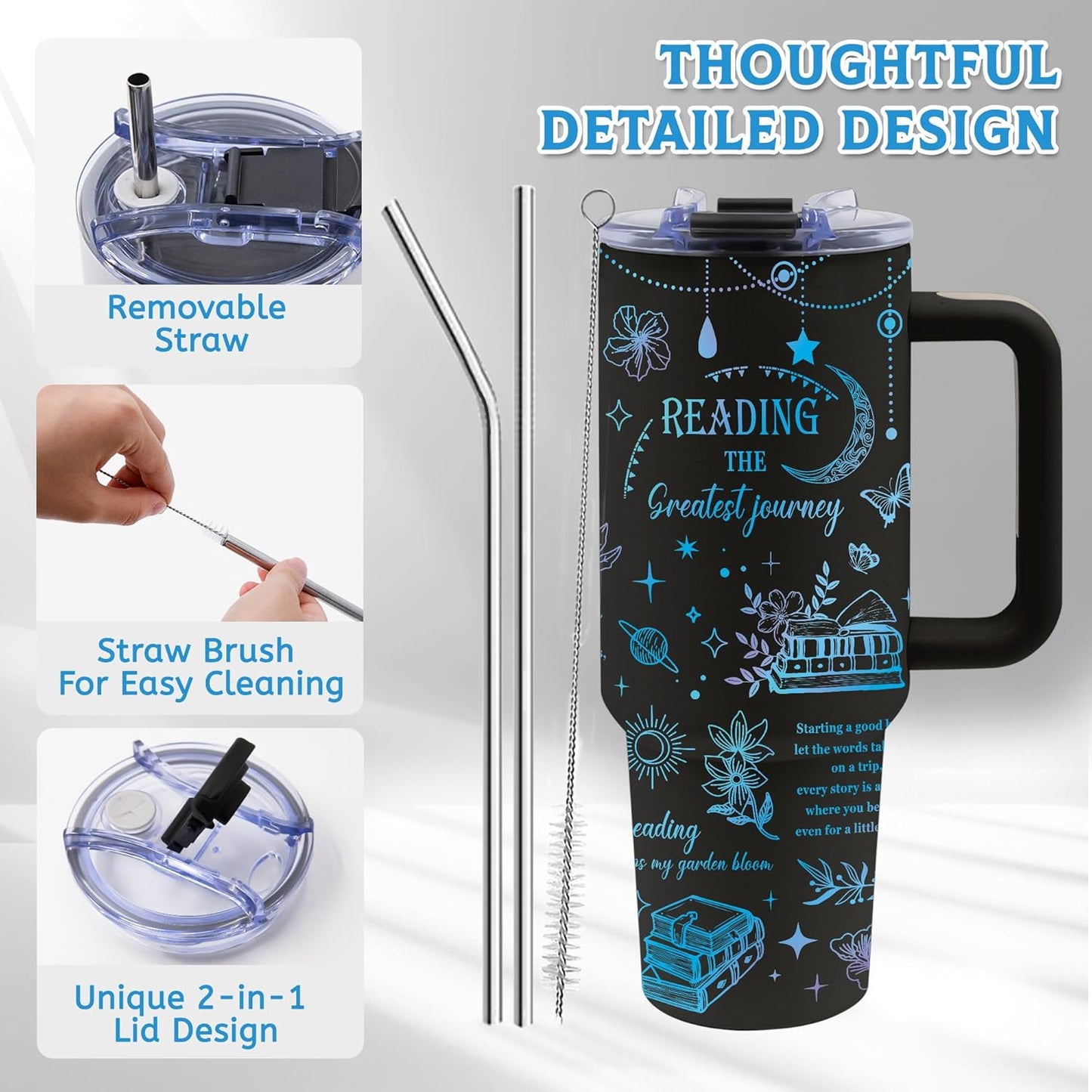 40oz Bows Tumbler Gifts for Women, Bows Water Bottle with Handle & Straw