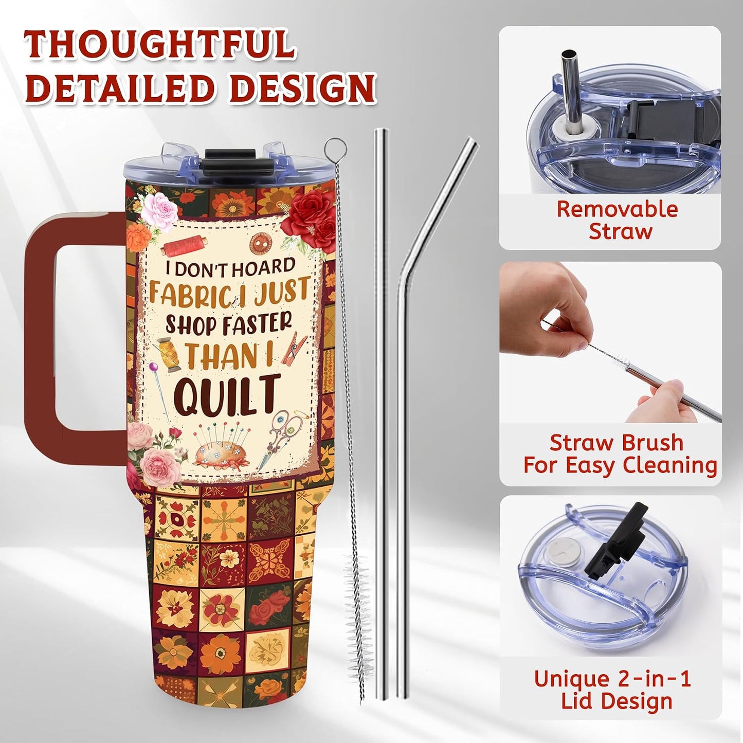 40oz Bows Tumbler Gifts for Women, Bows Water Bottle with Handle & Straw