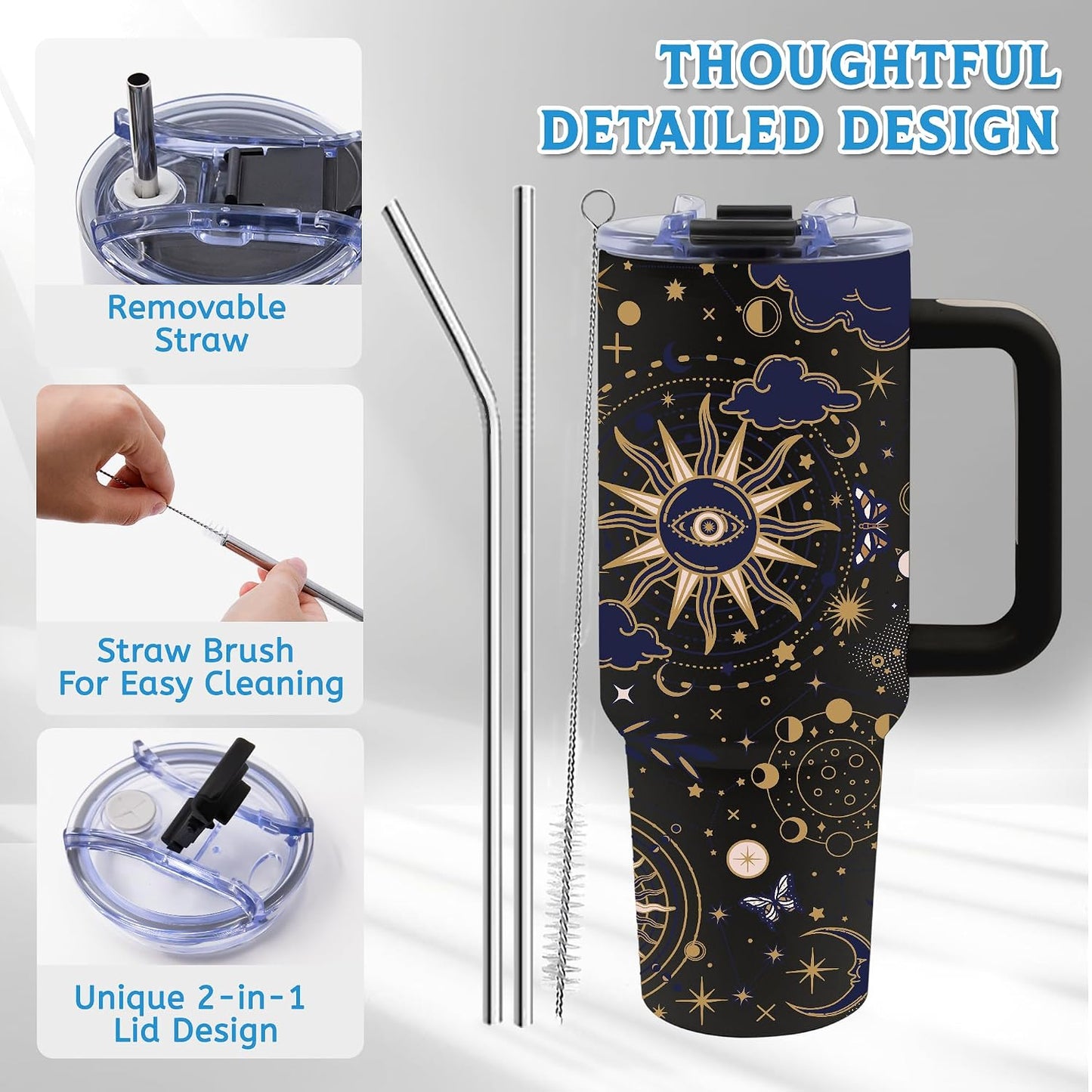 40oz Bows Tumbler Gifts for Women, Bows Water Bottle with Handle & Straw