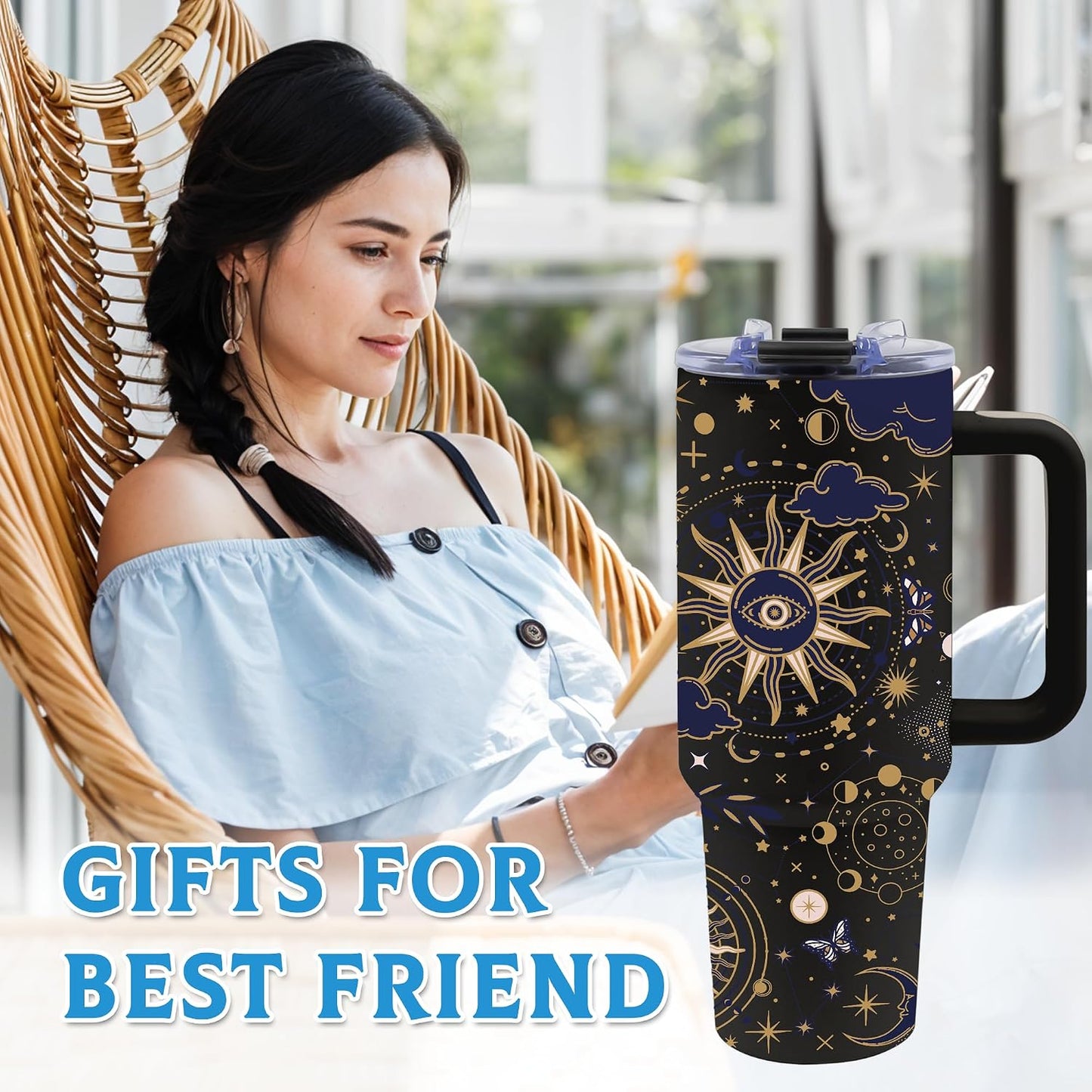 40oz Bows Tumbler Gifts for Women, Bows Water Bottle with Handle & Straw