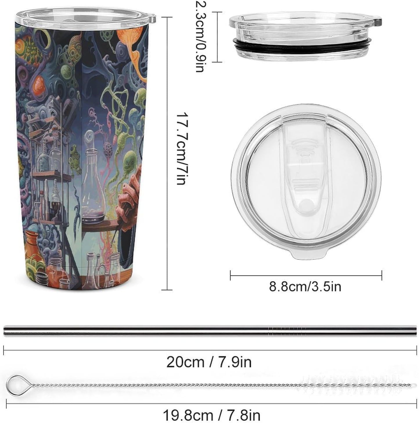 20 OZ Tumbler Work on Desk Travel Coffee Mug Stainless Steel Insulated Coffee Tumbler Leak Proof Reusable Coffee Cups with Lids And Straw Thermos Water Bottle for Hot And Cold Drink