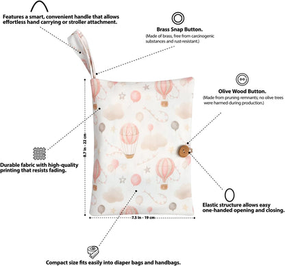 Baby Diaper Bag Organizer, Portable Baby Essentials Storage Pouch for Parents and Caregivers, Organizer Insert for Stroller and Handbag, Machine Washable (Dinasour)