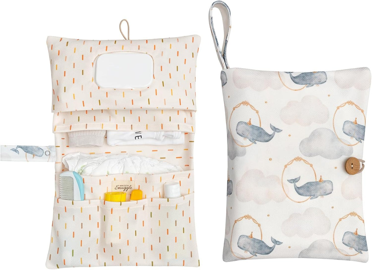 Baby Diaper Bag Organizer, Portable Baby Essentials Storage Pouch for Parents and Caregivers, Organizer Insert for Stroller and Handbag, Machine Washable (Dinasour)
