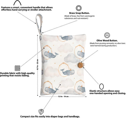Baby Diaper Bag Organizer, Portable Baby Essentials Storage Pouch for Parents and Caregivers, Organizer Insert for Stroller and Handbag, Machine Washable (Dinasour)