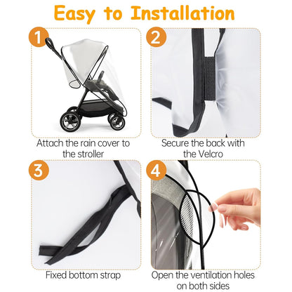 Rain Cover Compatible with Nuna Stroller - Waterproof Stroller Rain Cover, Windproof Travel Weather Shield, Durable Protect from Dust and Snow with Breathable, Travel Strollers Accessories
