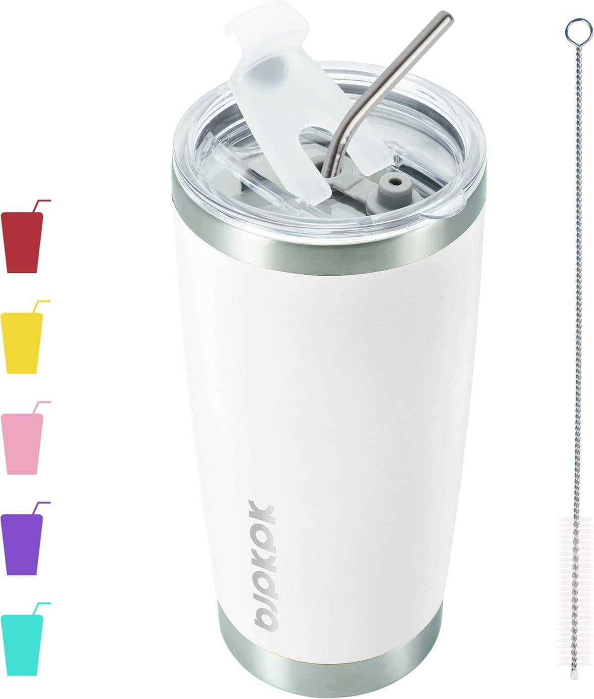 20oz Coffee Tumbler with Lid & Straw, Insulated Stainless Steel Mug - Colors A