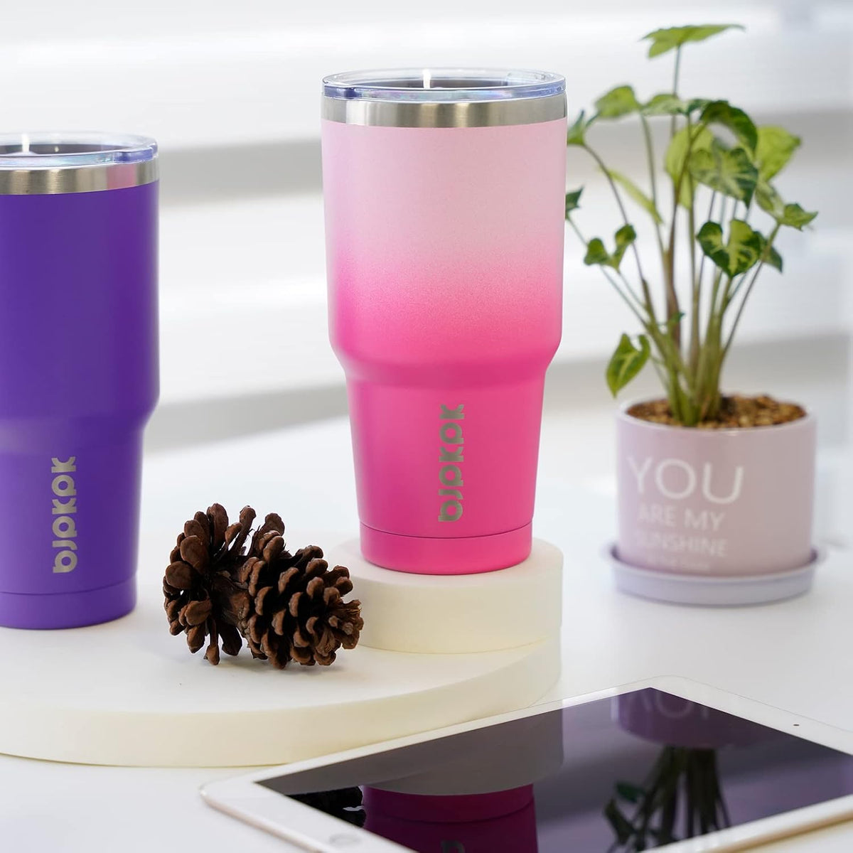 20oz Coffee Tumbler with Lid & Straw, Insulated Stainless Steel Mug - Colors A
