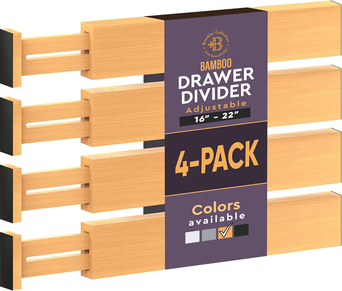 4-Pack Drawer Dividers 2.6-Inch High Dresser Drawer Organizer 16 to 22 Inch