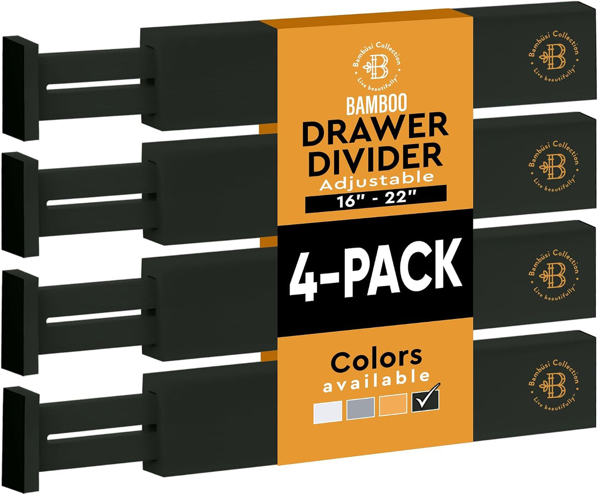 4-Pack Drawer Dividers 2.6-Inch High Dresser Drawer Organizer 16 to 22 Inch