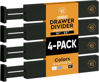 4-Pack Drawer Dividers 2.6-Inch High Dresser Drawer Organizer 16 to 22 Inch