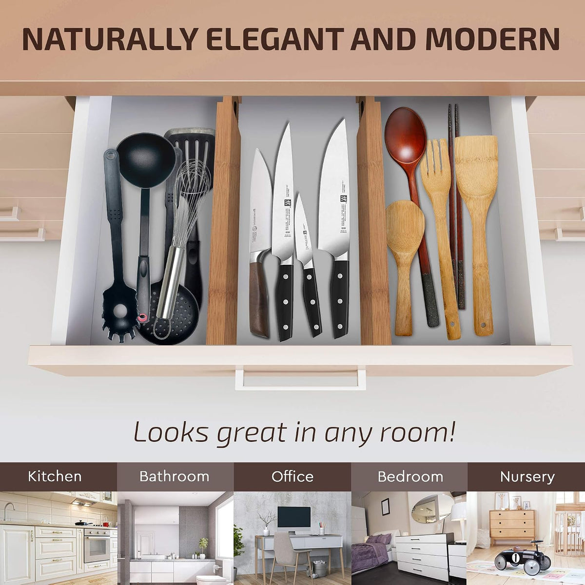 4-Pack Drawer Dividers 2.6-Inch High Dresser Drawer Organizer 16 to 22 Inch