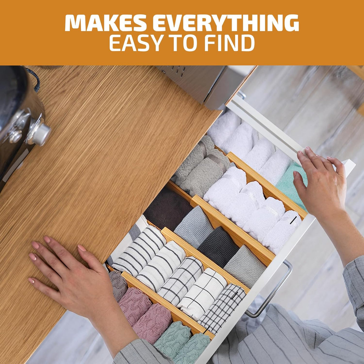 4-Pack Drawer Dividers 2.6-Inch High Dresser Drawer Organizer 16 to 22 Inch