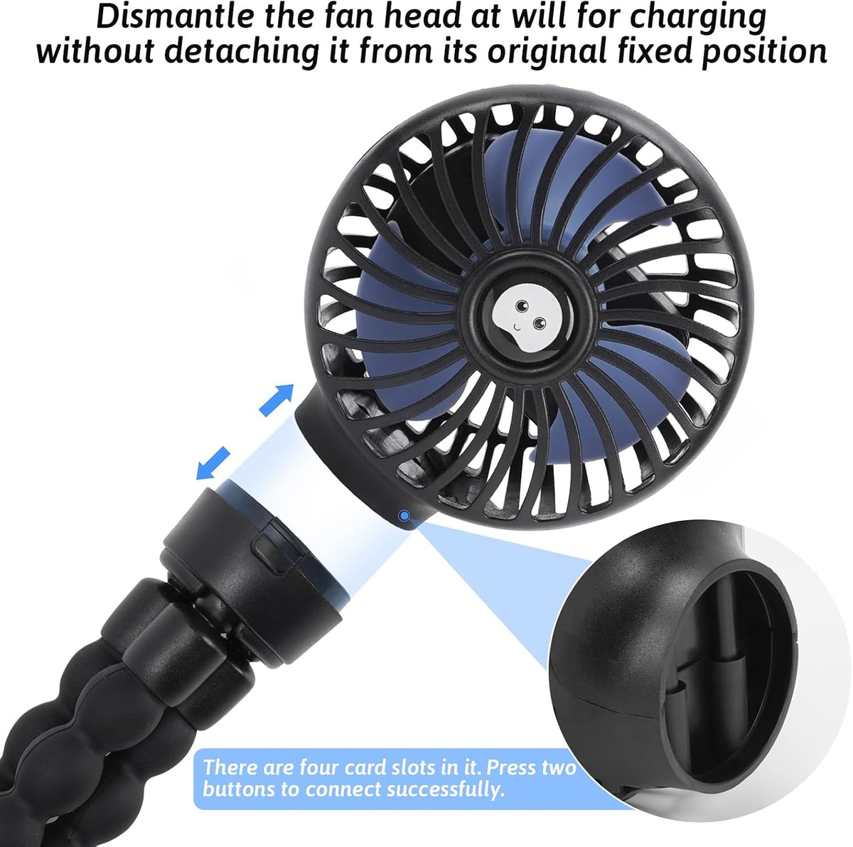 Portable Stroller Fan Rechargeable Clip-On Fan Personal Desk Fans