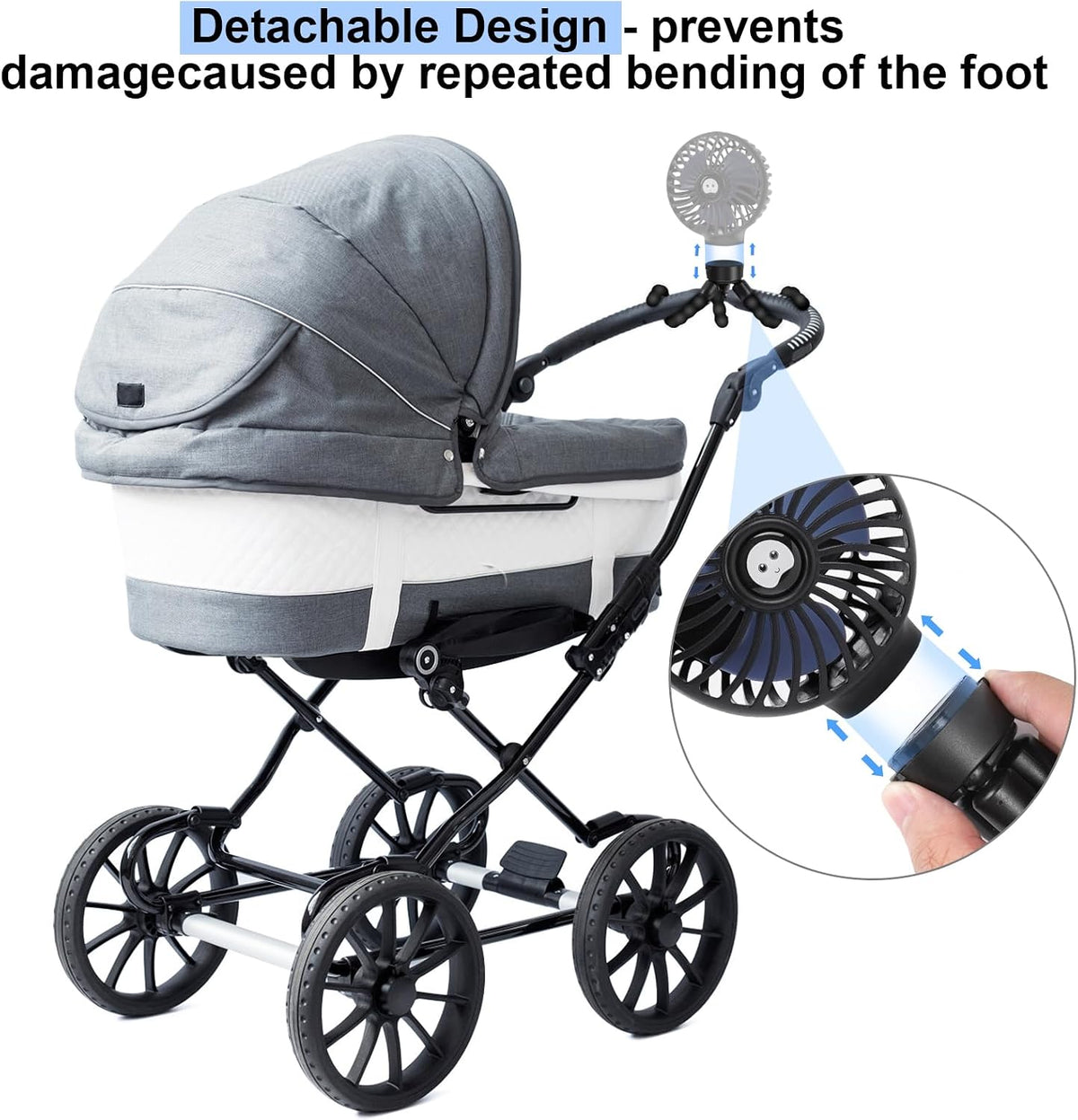 Portable Stroller Fan Rechargeable Clip-On Fan Personal Desk Fans