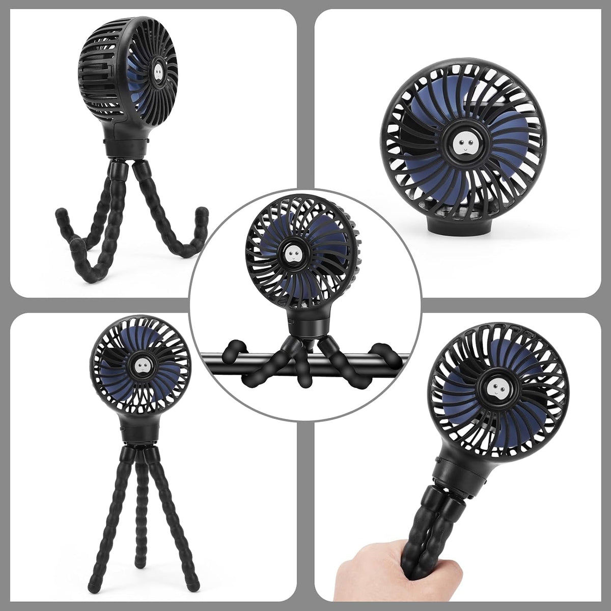 Portable Stroller Fan Rechargeable Clip-On Fan Personal Desk Fans