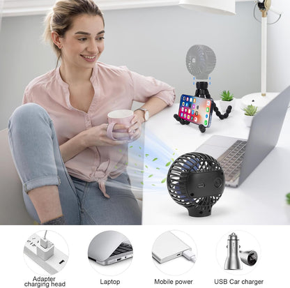 Portable Stroller Fan Rechargeable Clip-On Fan Personal Desk Fans