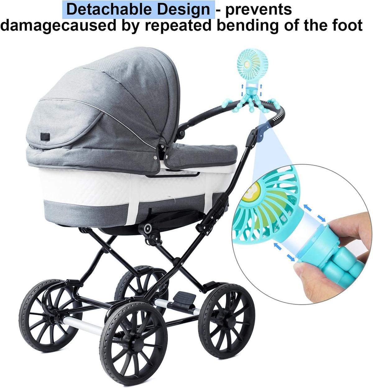 Portable Stroller Fan Rechargeable Clip-On Fan Personal Desk Fans