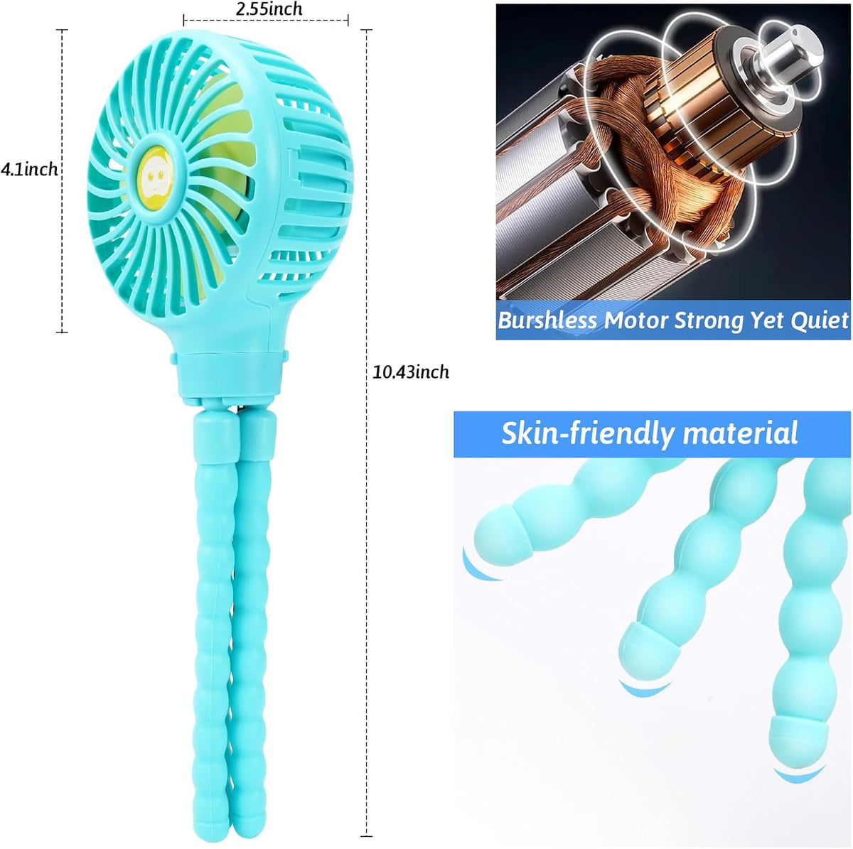 Portable Stroller Fan Rechargeable Clip-On Fan Personal Desk Fans