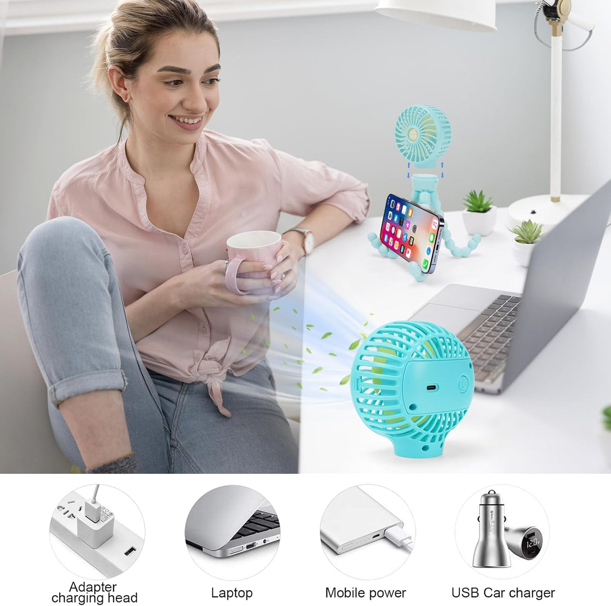 Portable Stroller Fan Rechargeable Clip-On Fan Personal Desk Fans
