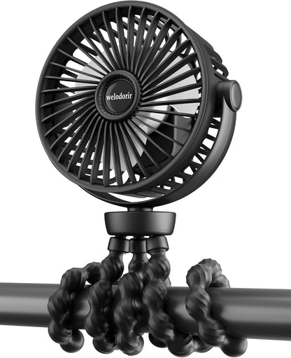 Portable Stroller Fan Rechargeable Clip-On Fan Personal Desk Fans