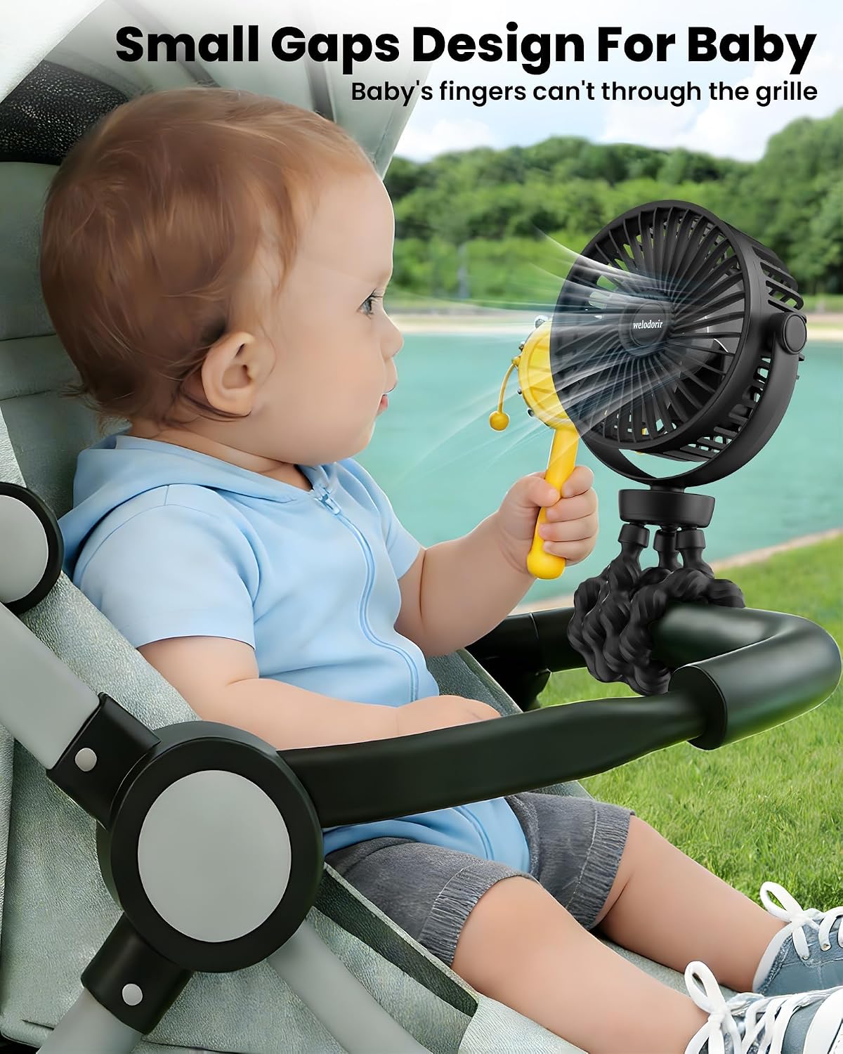 Portable Stroller Fan Rechargeable Clip-On Fan Personal Desk Fans