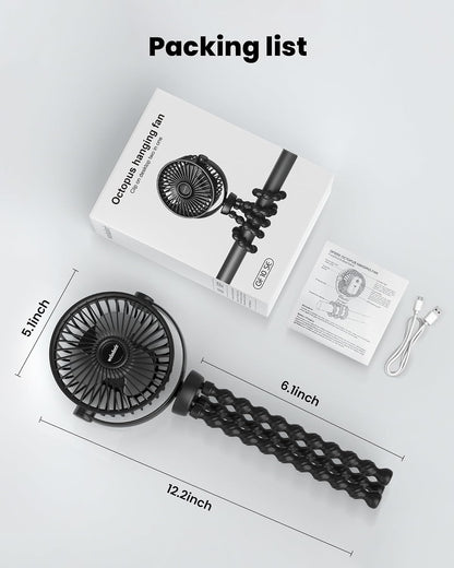 Portable Stroller Fan Rechargeable Clip-On Fan Personal Desk Fans