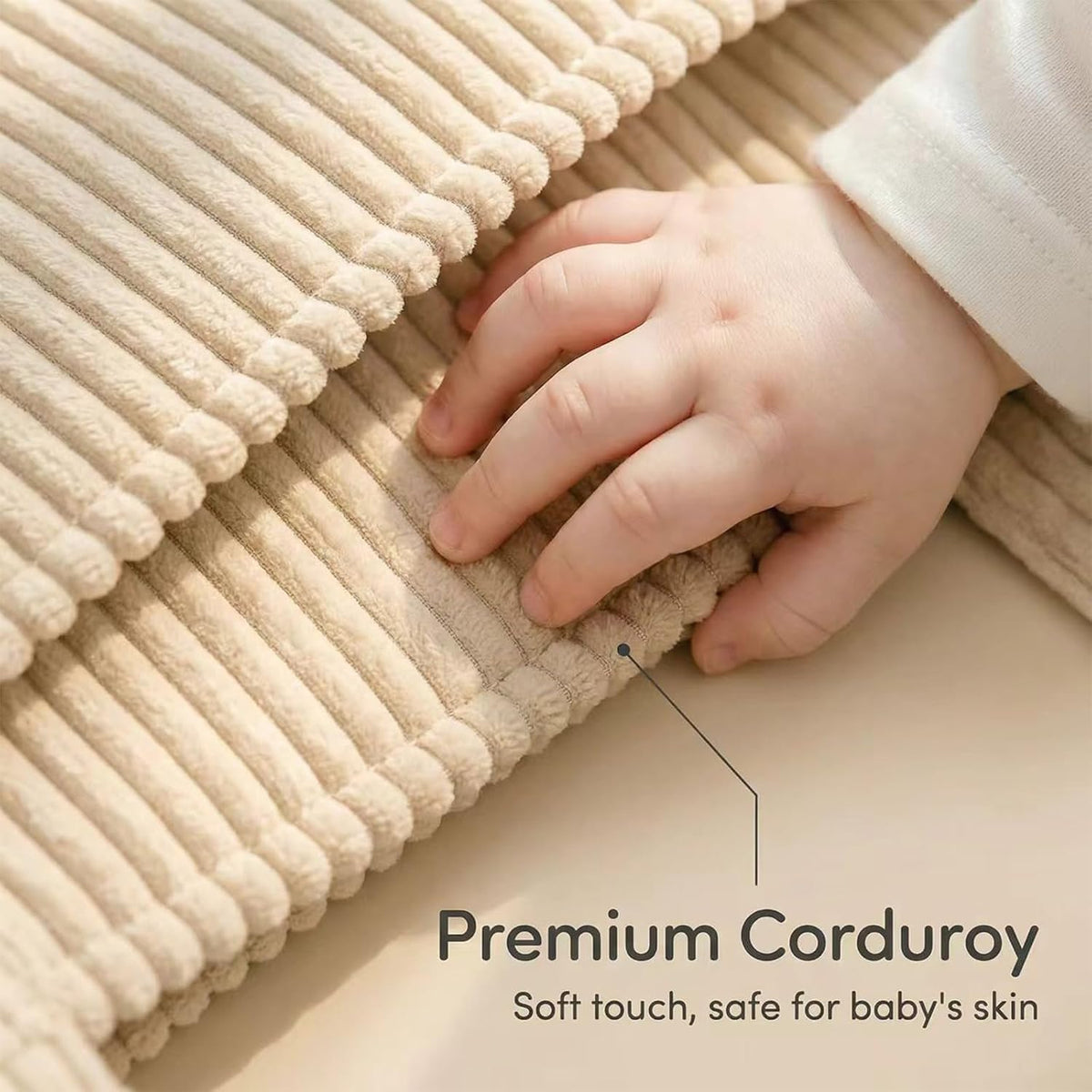 Baby Diaper Caddy Organizer - 14x9x7 Inch Corduroy Nursery Storage Baske with Removable Dividers, Baby Registry Must Haves, Portable Baby Changing Station for Essentials, Corduroy Cream