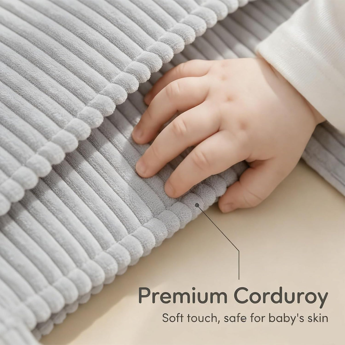 Baby Diaper Caddy Organizer - 14x9x7 Inch Corduroy Nursery Storage Baske with Removable Dividers, Baby Registry Must Haves, Portable Baby Changing Station for Essentials, Corduroy Cream