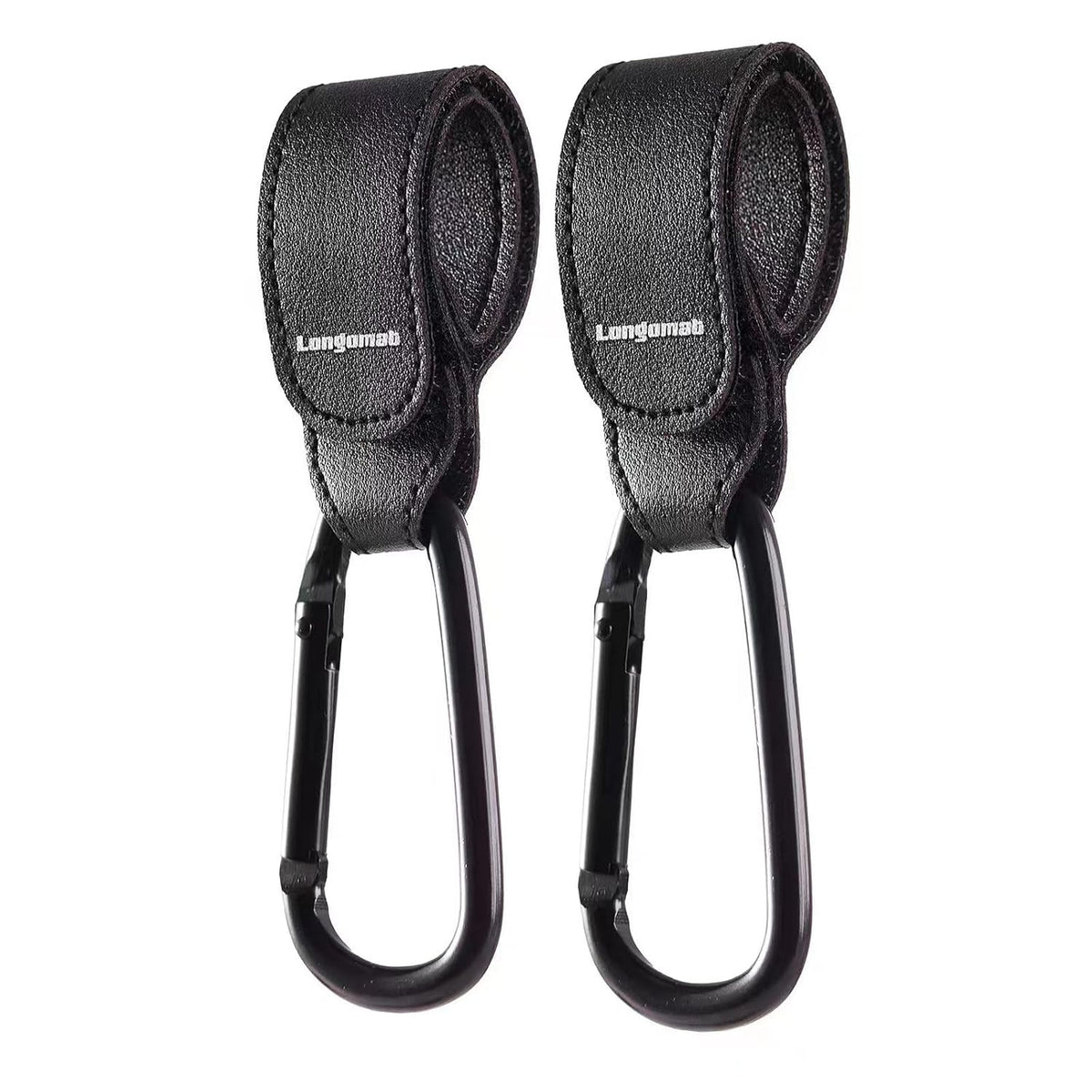 2Pack Black Stroller Hooks for Bags,Stroller Anti-Slip Hook,Adjustable Stroller Carabiner Clip Bag Hook, Universal Stroller Accessories