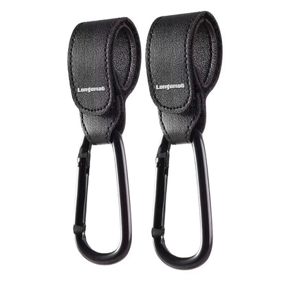 2Pack Black Stroller Hooks for Bags,Stroller Anti-Slip Hook,Adjustable Stroller Carabiner Clip Bag Hook, Universal Stroller Accessories