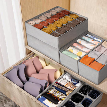 Drawer Organizer Clothes, Dresser Organizer Bins for Baby Clothes, Underwear Sock, Fabric Closet Organization and Storage Dividers for Nursery Bedroom (96 Compartments, White)
