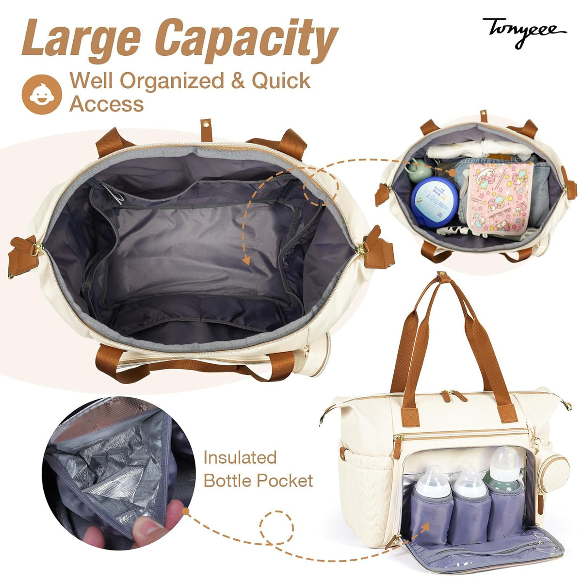 Diaper Bag Tote, Large Baby Hospital Bag for Labor Delivery Mom