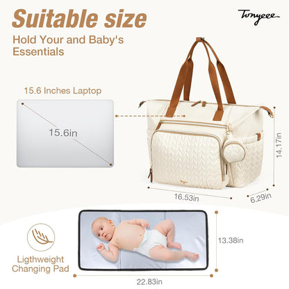Diaper Bag Tote, Large Baby Hospital Bag for Labor Delivery Mom