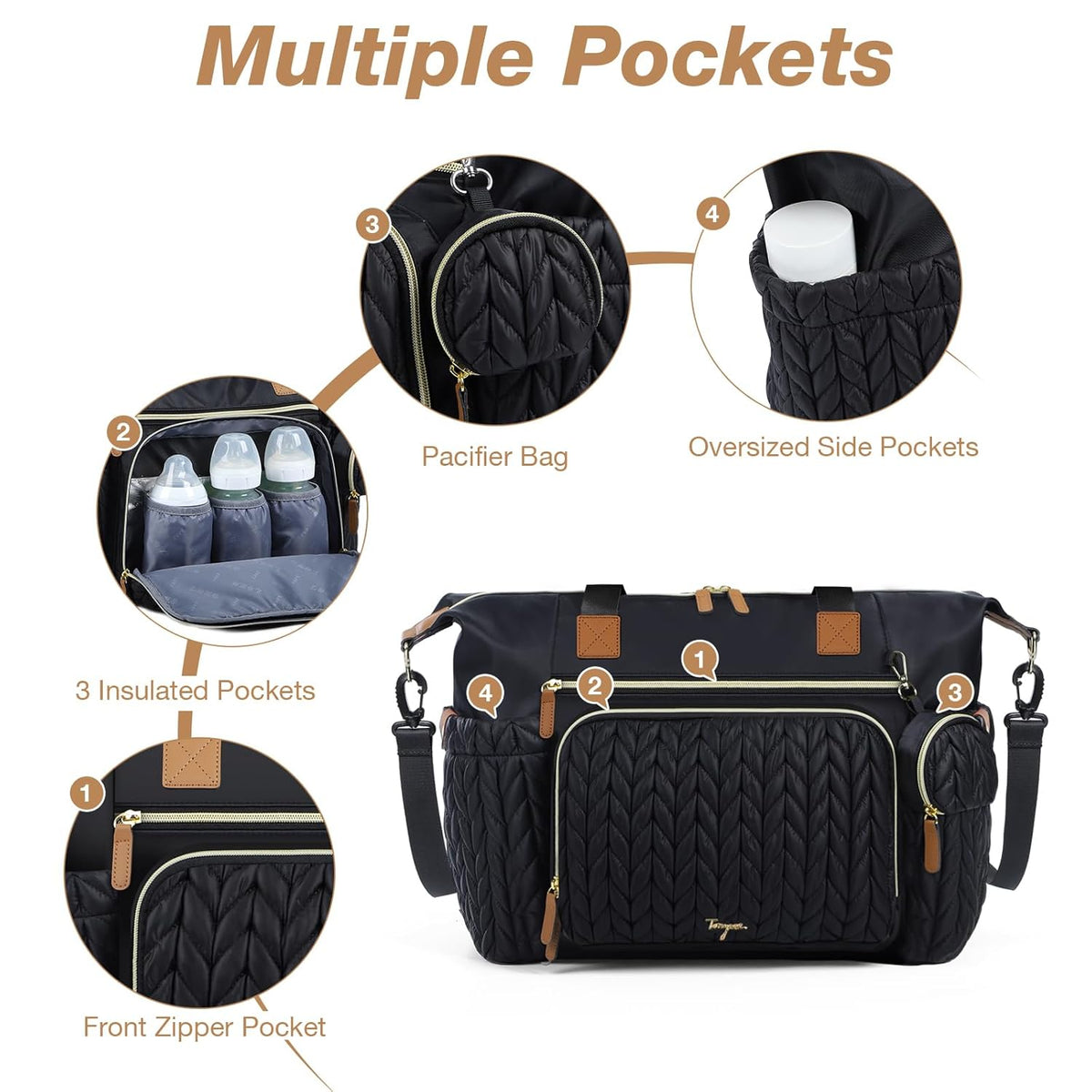 Diaper Bag Tote, Large Baby Hospital Bag for Labor Delivery Mom